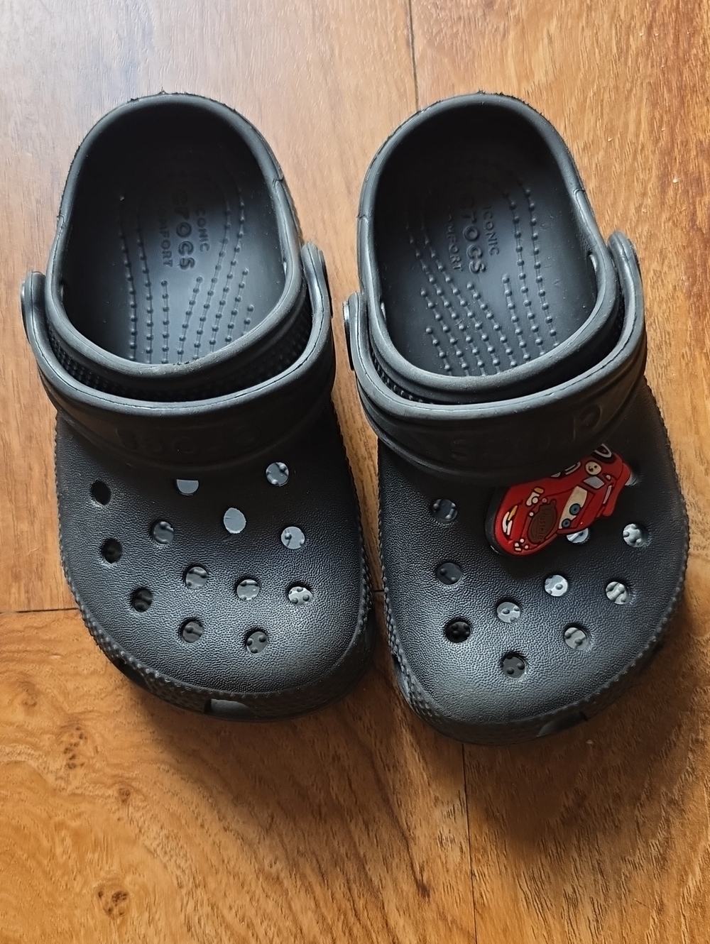 CROCS Kids Black Clog with Red Car Charm
